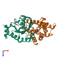 PDB entry 5qqi coloured by chain, top view.