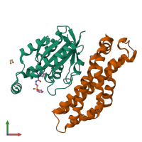 PDB entry 5qql coloured by chain, front view.