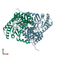 PDB entry 5qqt coloured by chain, front view.