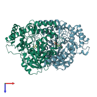 PDB entry 5qqt coloured by chain, top view.