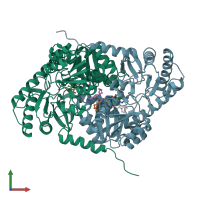 PDB entry 5qqu coloured by chain, front view.