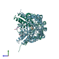 PDB entry 5qqw coloured by chain, side view.