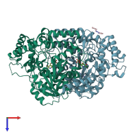 PDB entry 5qr0 coloured by chain, top view.