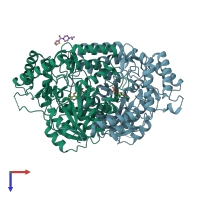 PDB entry 5qr4 coloured by chain, top view.