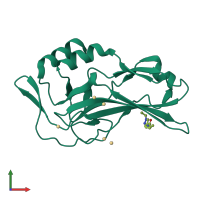 PDB entry 5qrf coloured by chain, front view.