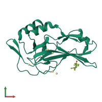 PDB entry 5qri coloured by chain, front view.