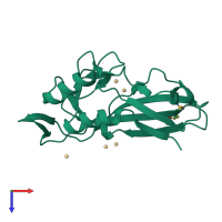 PDB entry 5qrj coloured by chain, top view.