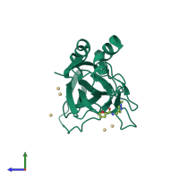 PDB entry 5qrk coloured by chain, side view.