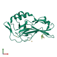 PDB entry 5qrn coloured by chain, front view.