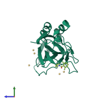 PDB entry 5qrn coloured by chain, side view.