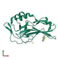 PDB entry 5qro coloured by chain, front view.