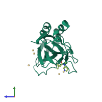 PDB entry 5qro coloured by chain, side view.