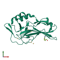 PDB entry 5qrq coloured by chain, front view.