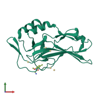 PDB entry 5qru coloured by chain, front view.