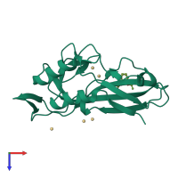 PDB entry 5qs2 coloured by chain, top view.