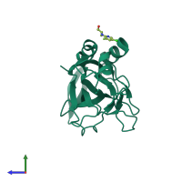 PDB entry 5qs8 coloured by chain, side view.
