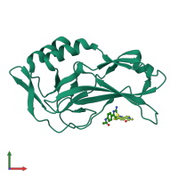 PDB entry 5qs9 coloured by chain, front view.