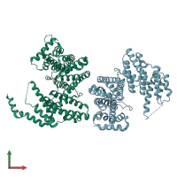 PDB entry 5qsm coloured by chain, front view.