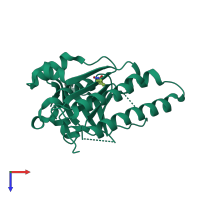 PDB entry 5qur coloured by chain, top view.