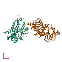 PDB entry 5qy2 coloured by chain, front view.