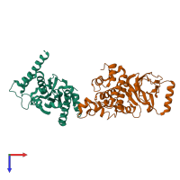 PDB entry 5qze coloured by chain, top view.