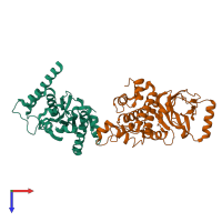 PDB entry 5qzp coloured by chain, top view.