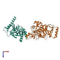 PDB entry 5qzz coloured by chain, top view.