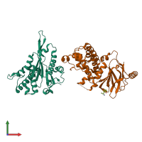 PDB entry 5r09 coloured by chain, front view.