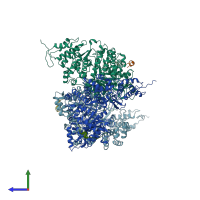 PDB entry 5r1r coloured by chain, side view.