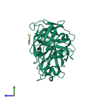 PDB entry 5r22 coloured by chain, side view.