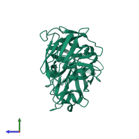 PDB entry 5r38 coloured by chain, side view.