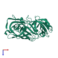 PDB entry 5r38 coloured by chain, top view.