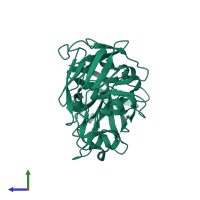 PDB entry 5r41 coloured by chain, side view.