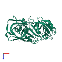 PDB entry 5r41 coloured by chain, top view.