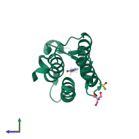 PDB entry 5r4m coloured by chain, side view.