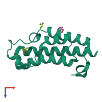 PDB 5r4o coloured by chain and viewed from the top.