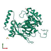 PDB entry 5r55 coloured by chain, front view.