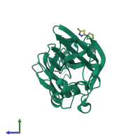 PDB entry 5r5t coloured by chain, side view.