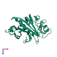 PDB 5r5w coloured by chain and viewed from the top.