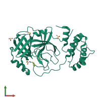 PDB entry 5r7y coloured by chain, front view.