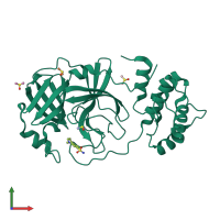 PDB entry 5r81 coloured by chain, front view.