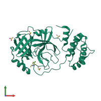 PDB entry 5r82 coloured by chain, front view.