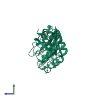PDB entry 5r82 coloured by chain, side view.