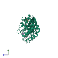 PDB 5r83 coloured by chain and viewed from the side.