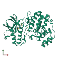 PDB entry 5r92 coloured by chain, front view.