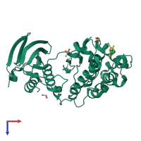 PDB entry 5r94 coloured by chain, top view.
