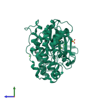PDB entry 5ra2 coloured by chain, side view.