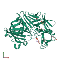 PDB entry 5rcu coloured by chain, front view.