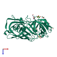 PDB entry 5rcu coloured by chain, top view.