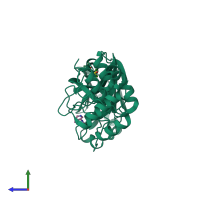 PDB entry 5re4 coloured by chain, side view.